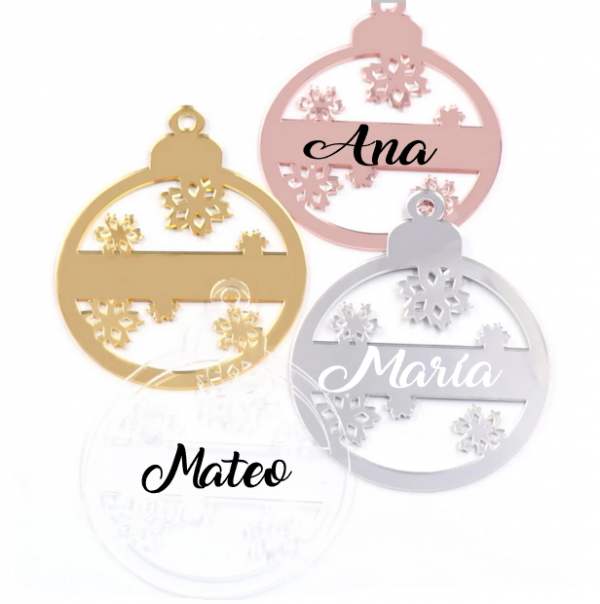 Bola de Navidad Espejo - Modelo: "Copos de nieve" - Imagen 2