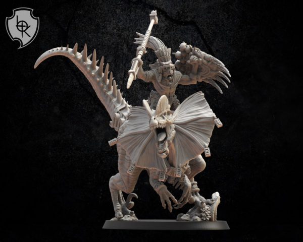 Saurian General on Dilophosaurus - Lost Kingdom Miniatures