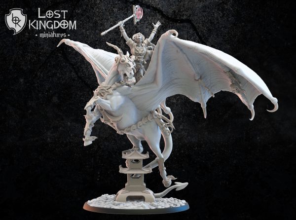 Yaachana, Night Sorceress on Tenma - Pegasus - Elfos Oscuros - Lost Kingdom Miniatures