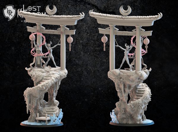 Shigeko, Miko on Sacrifice Stone - Elfos Oscuros - Lost Kingdom Miniatures