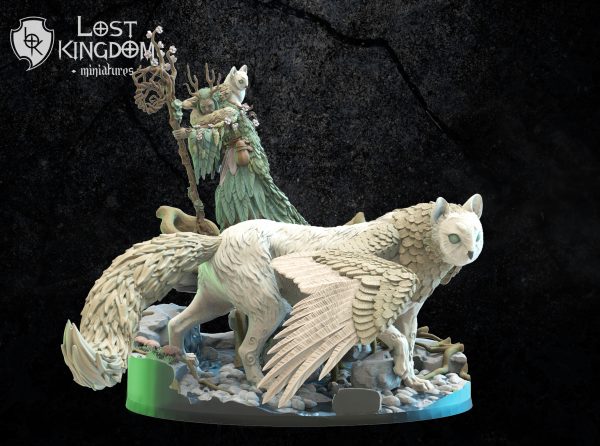 Saori, Ancient Druid with Nekokuro - Elfos Mori - Lost Kingdom Miniatures