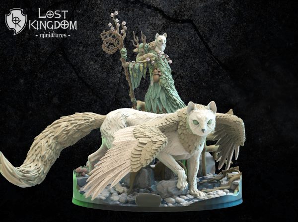 Saori, Ancient Druid with Nekokuro - Elfos Mori - Lost Kingdom Miniatures - Imagen 2
