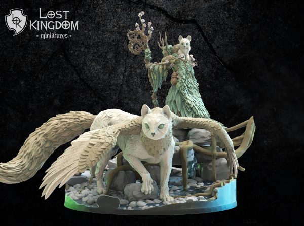 Saori, Ancient Druid with Nekokuro - Elfos Mori - Lost Kingdom Miniatures - Imagen 3