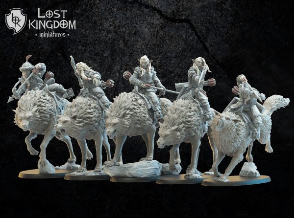 Steppe Riders on direwolf - Elfos Oscuros - Lost Kingdom Miniatures