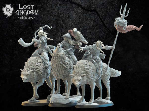 Steppe Riders on direwolf CG - Elfos Oscuros - Lost Kingdom Miniatures
