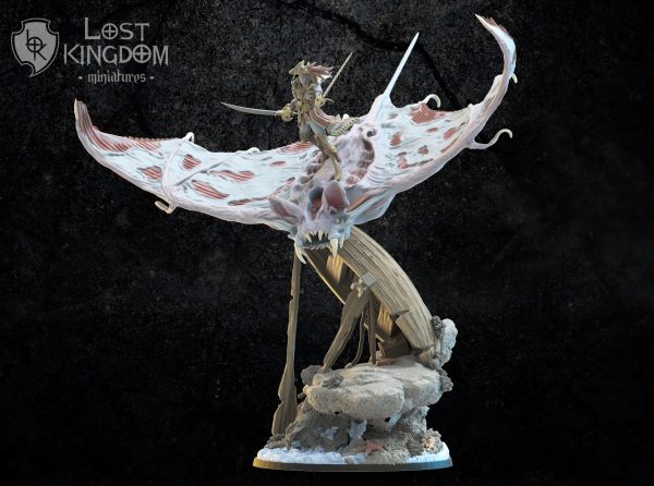 Elnora Nightwind Acheron on Undead Bat Ray - The undead of Misty Island - Lost Kingdom Miniatures - Imagen 3