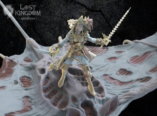 Elnora Nightwind Acheron on Undead Bat Ray - The undead of Misty Island - Lost Kingdom Miniatures - Imagen 4