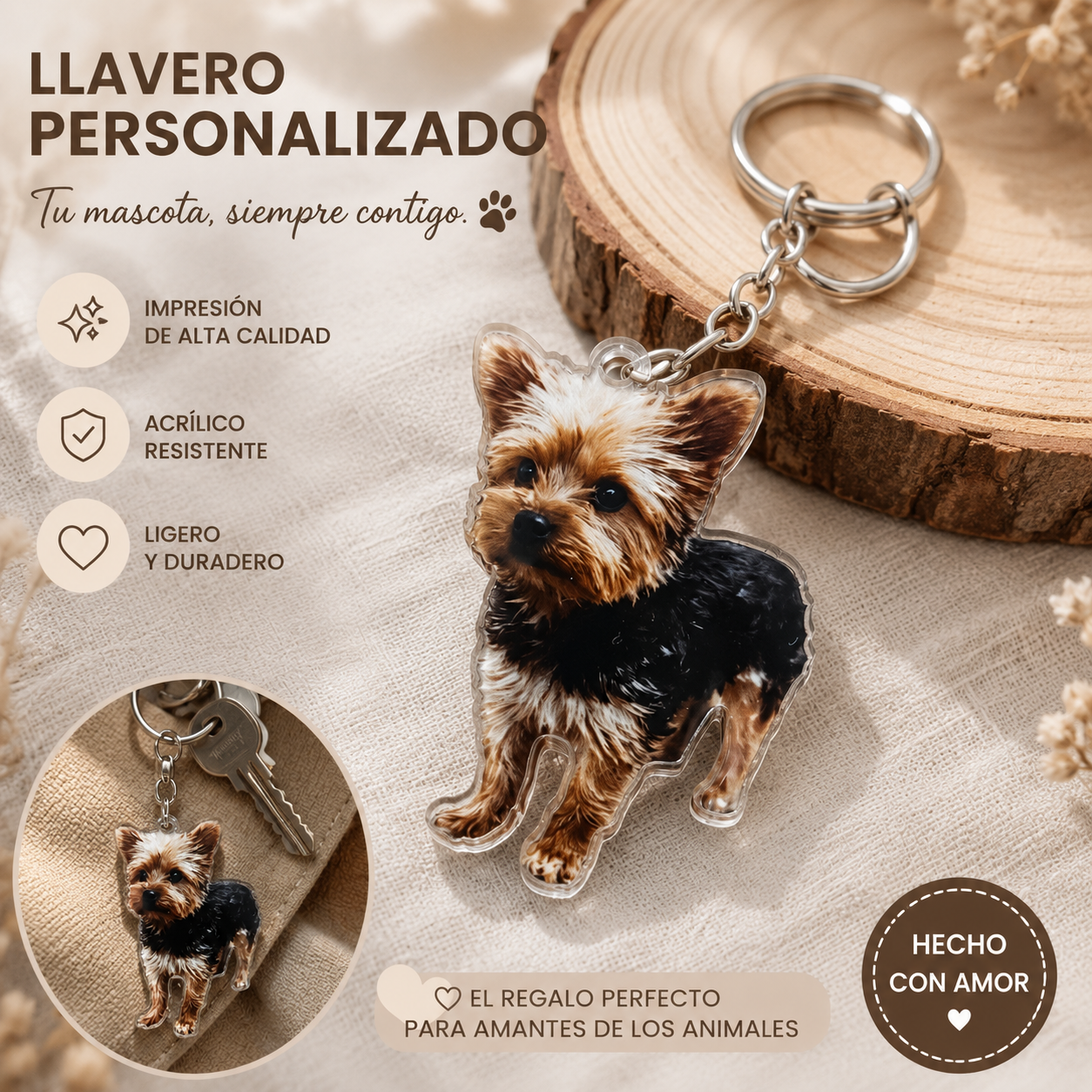 Llavero mascota personalizado