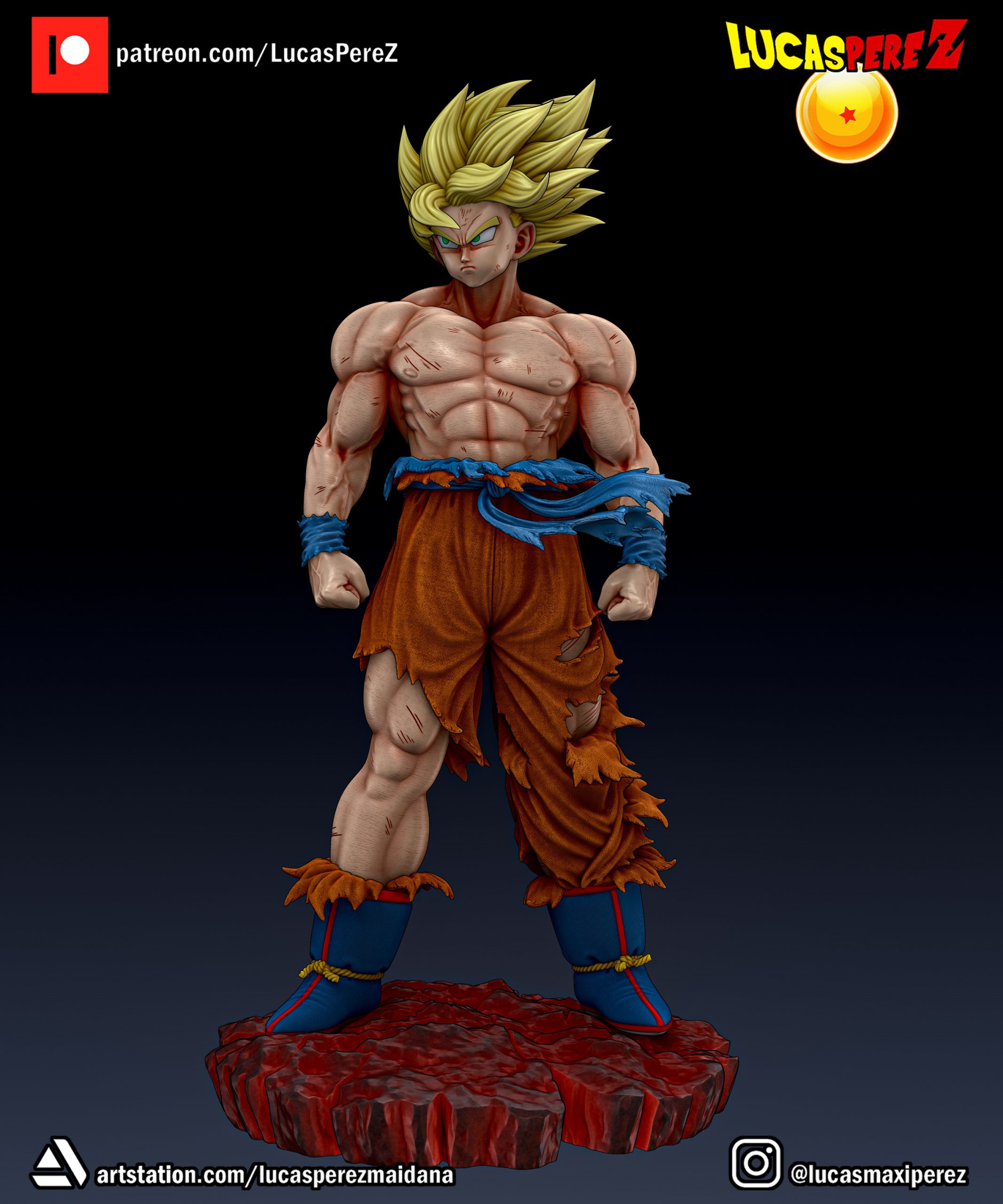 Kakarotto - High Detailed 16K 3D Printed Figure - Imagen 6