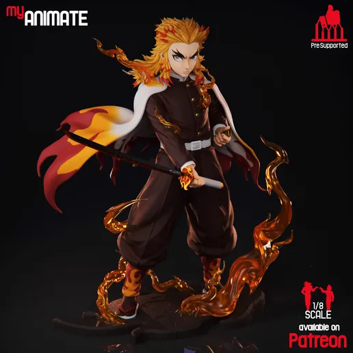 The Flame Hashira - High Detailed 16K 3D Printed Figure - Imagen 6