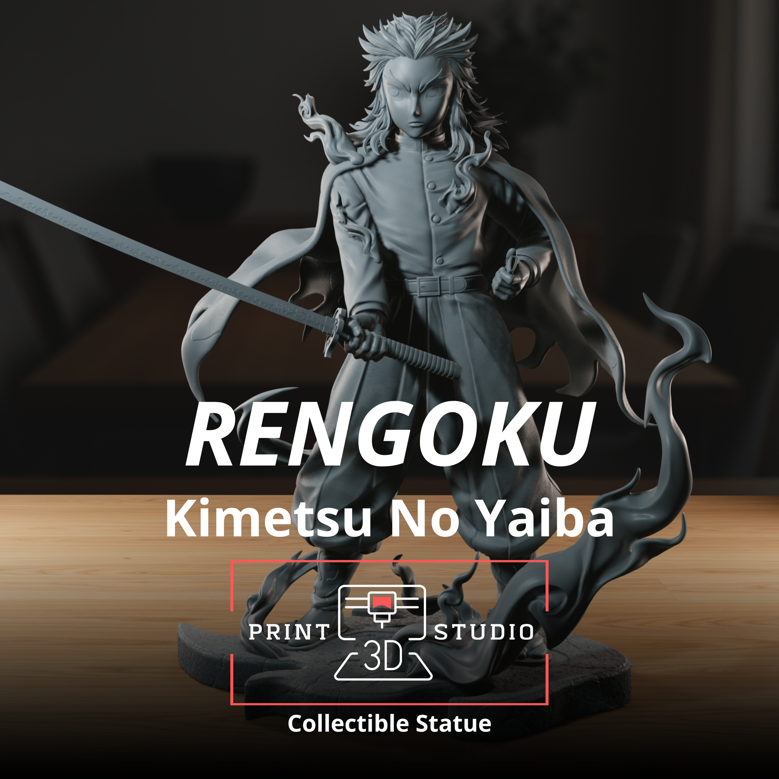 The Flame Hashira - High Detailed 16K 3D Printed Figure