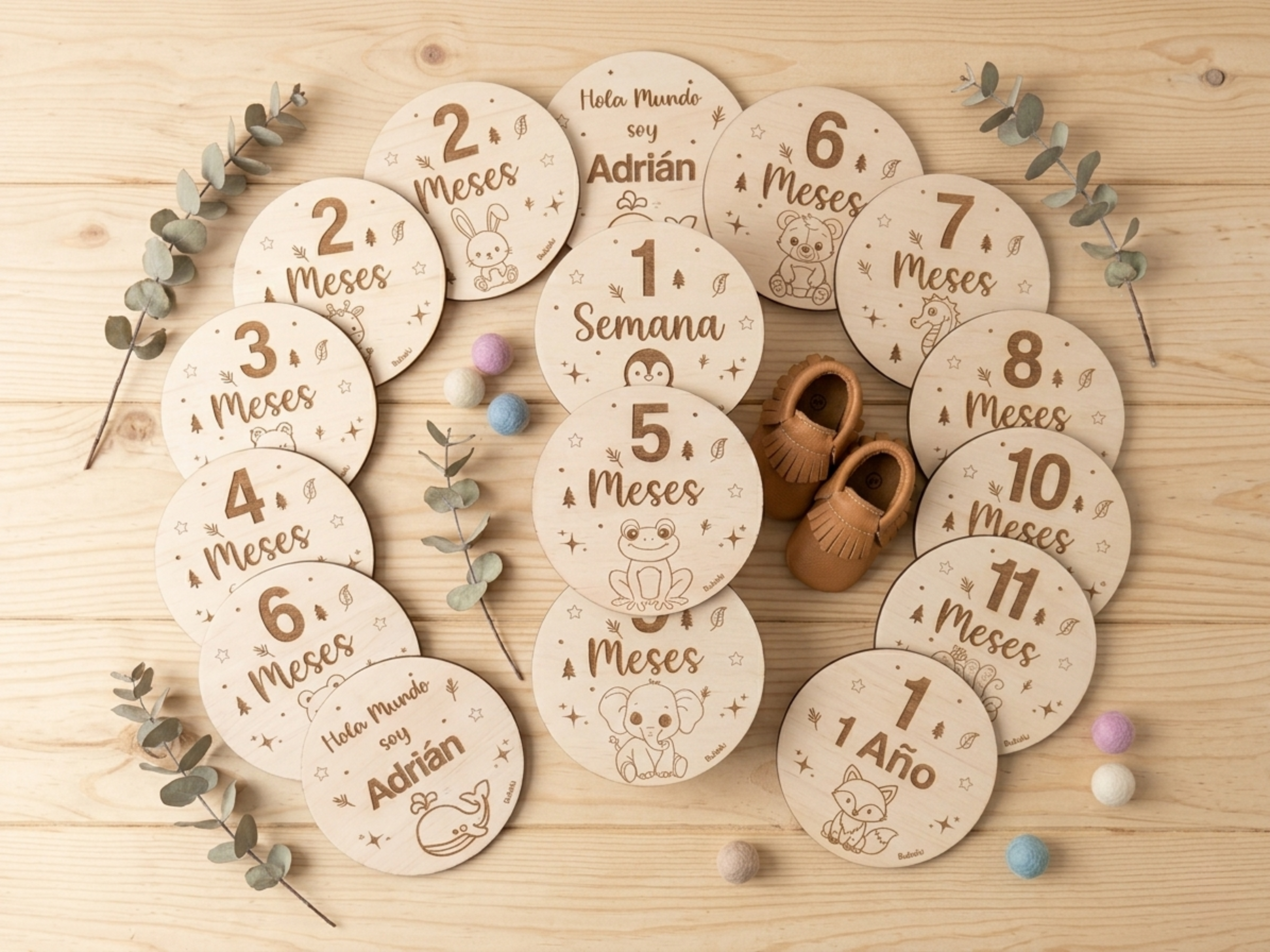 Set de Placas de Madera "Cumplemes"