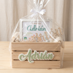 Kit Caja personalizada - Canastilla de Regalo Personalizada "Bienvenido al Mundo"