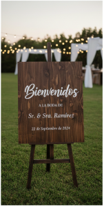 Cartel de Bienvenida para Boda en Madera Rústica