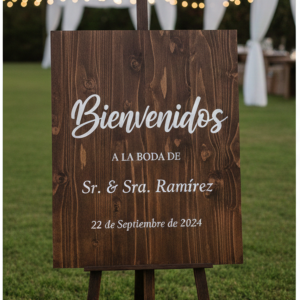 Cartel de Bienvenida para Boda en Madera Rústica