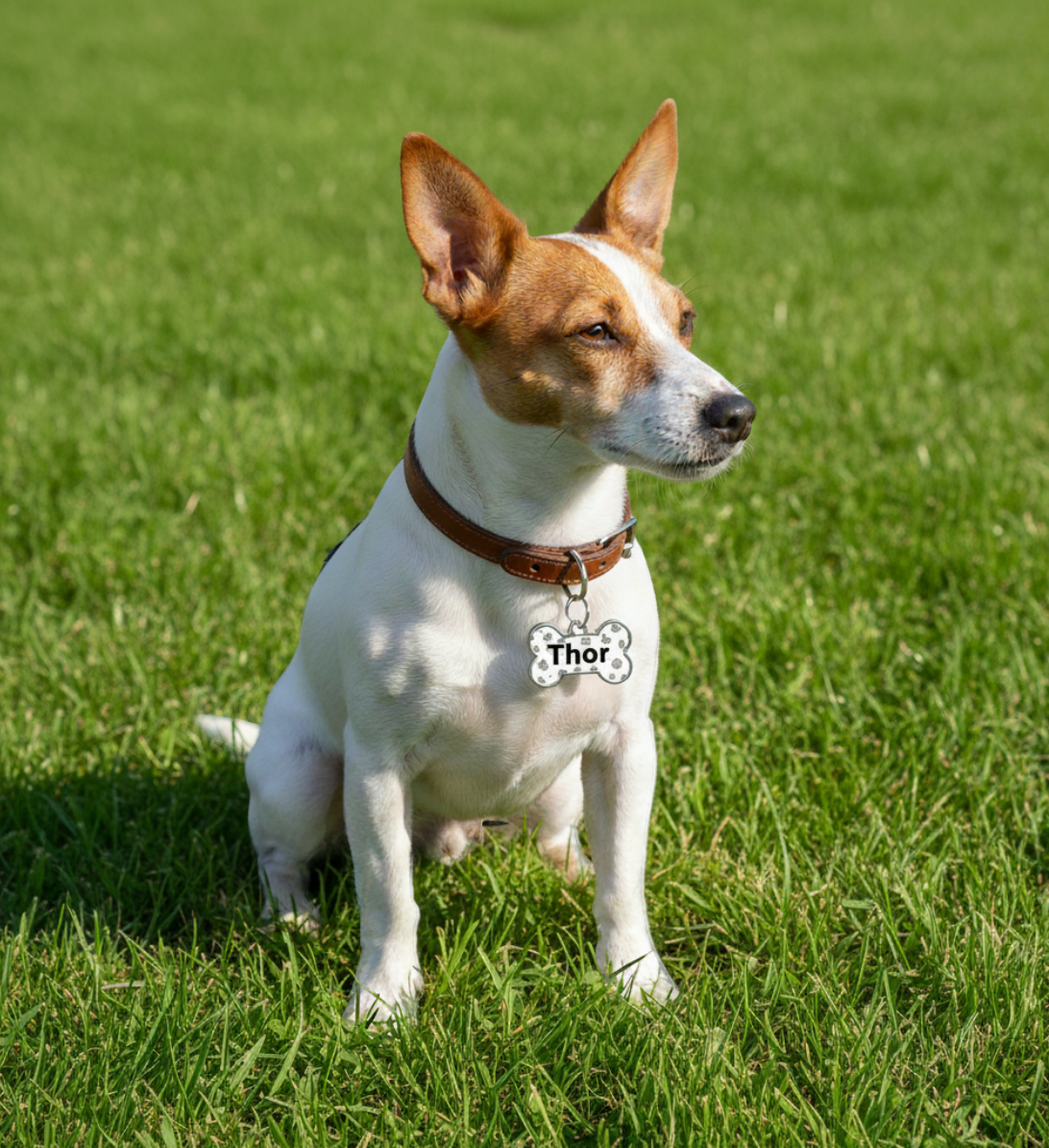 Chapa de identificación personalizada para mascotas - Diseño "Huesito"