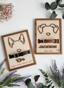 Cuadro Conmemorativo Personalizado para Mascotas – Homenaje con Collar y Nombre