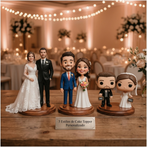 Figuras Personalizadas para Tarta de Boda – Figura de Novios en 3D para tarta nupcial - Estilo Realista, Cartoon o tipo Funko