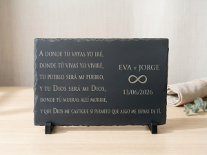 Placa de Pizarra Personalizada para Bodas – Tus Votos o Lectura Grabados a Láser