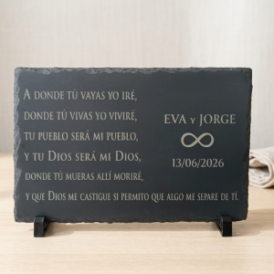Placa de Pizarra Personalizada para Bodas – Tus Votos o Lectura Grabados a Láser