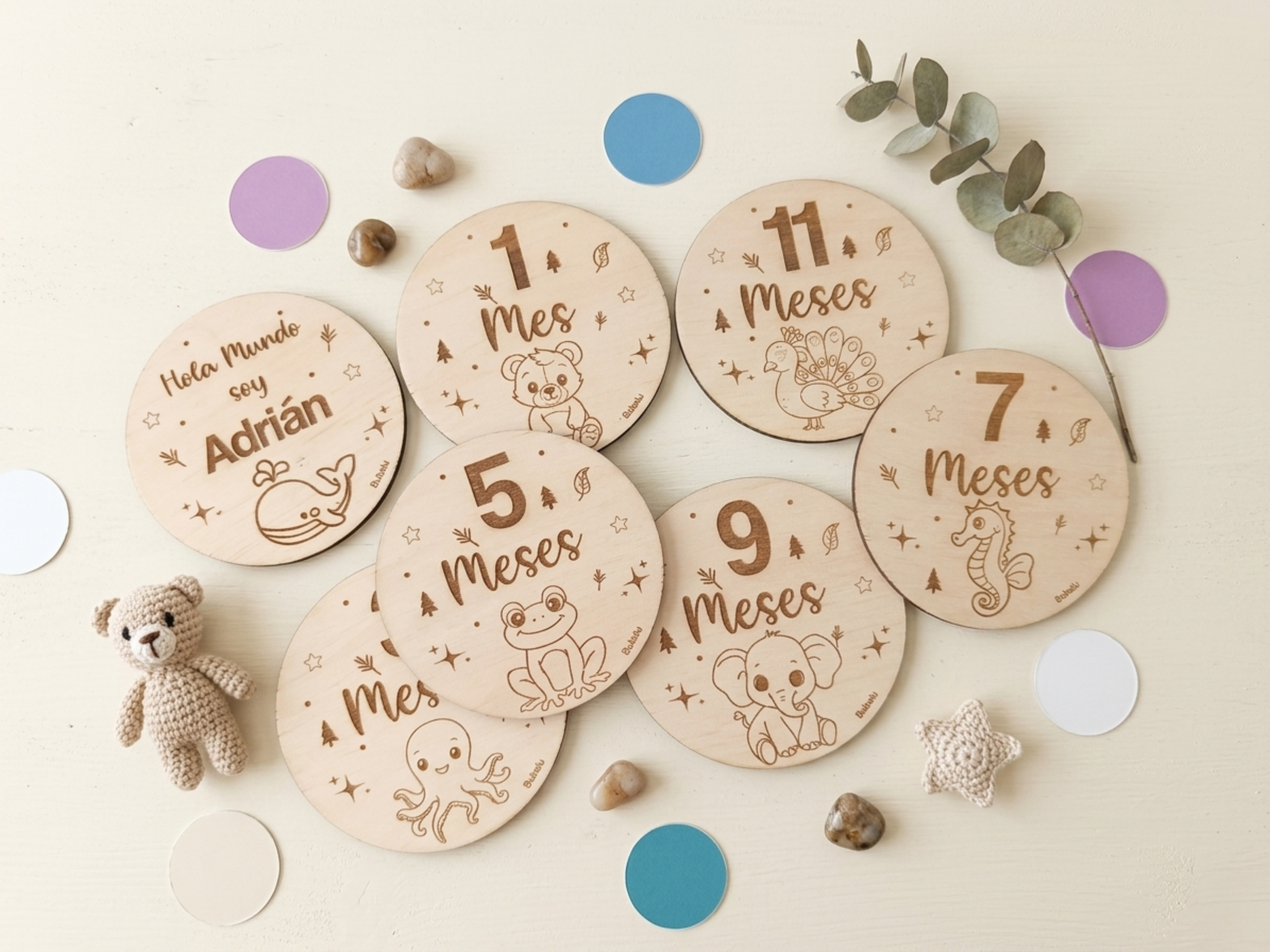 Set de Placas de Madera "Cumplemes" - Imagen 2