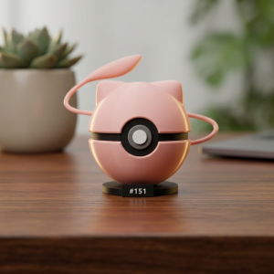 Pokéball Temática de Mew (#151) – Figura de Colección con Peana
