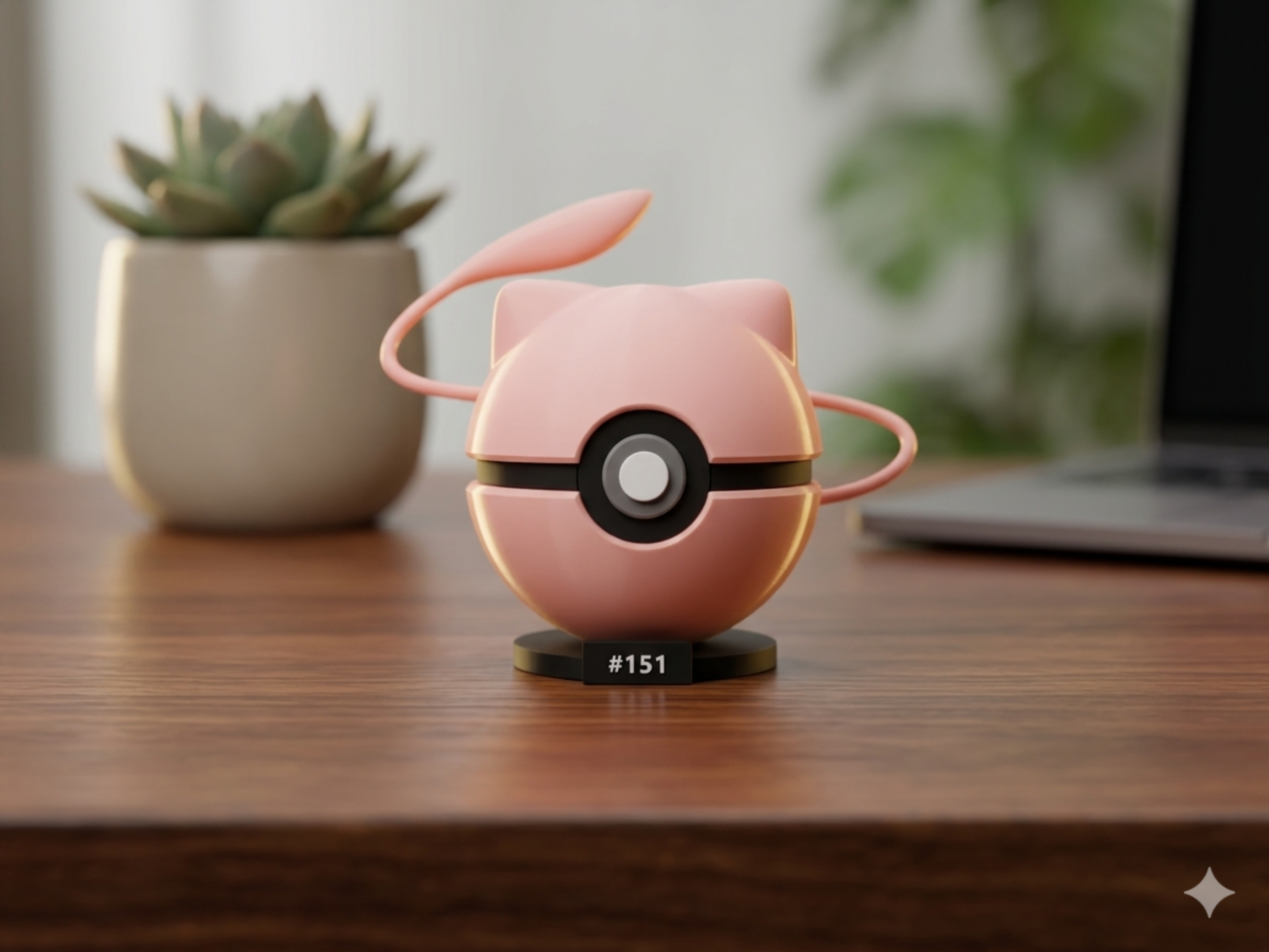 Pokéball Temática de Mew (#151) – Figura de Colección con Peana