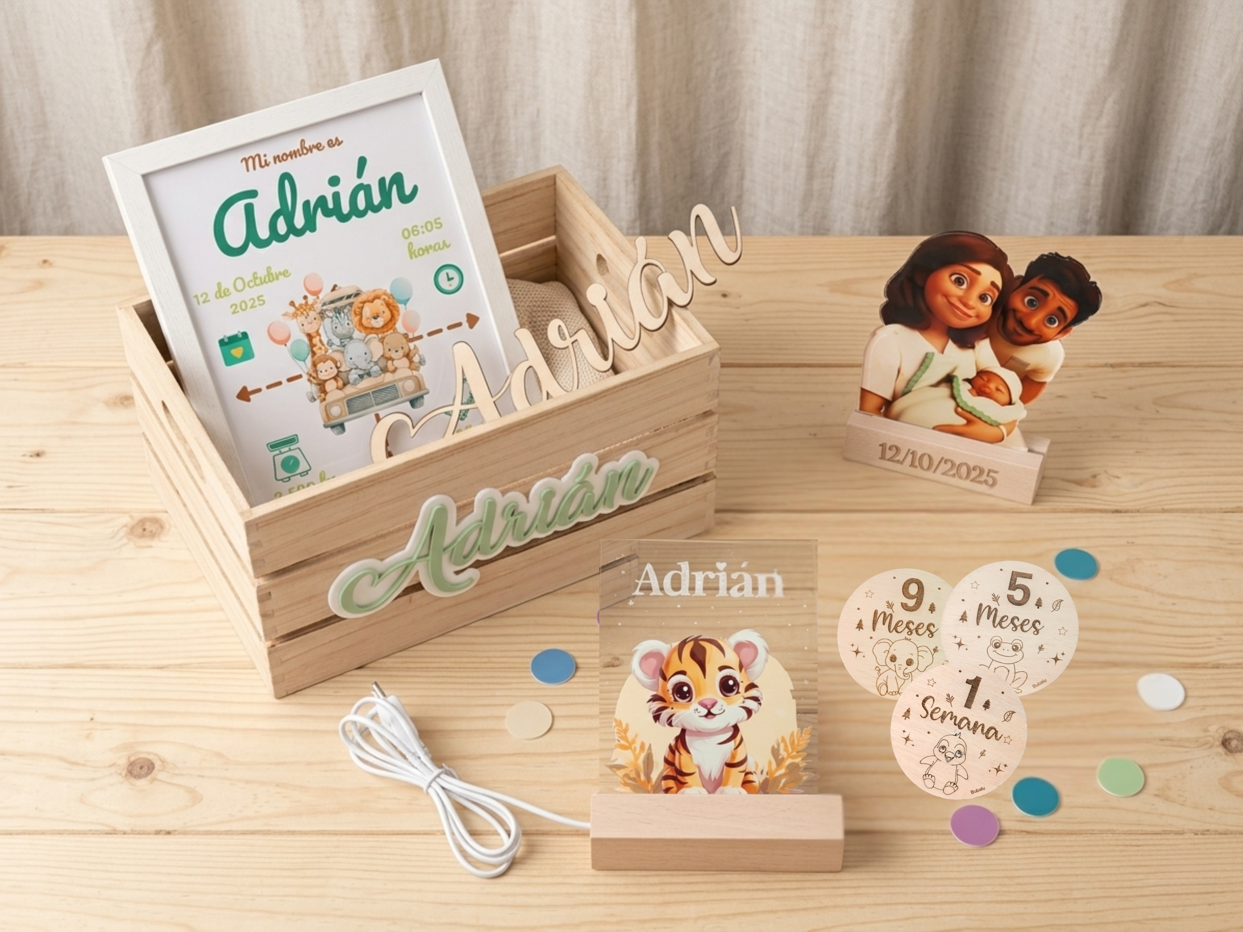 Kit Caja personalizada - Canastilla de Regalo Personalizada "Bienvenido al Mundo" - Imagen 3